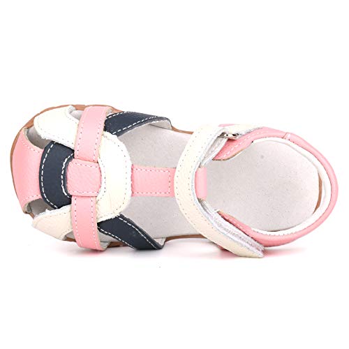 Lonsoen Baby Girl Sandals Leather Closed Toe Summer Sandals For Girls Size 5 Toddler Pink 710 21 #TOP2