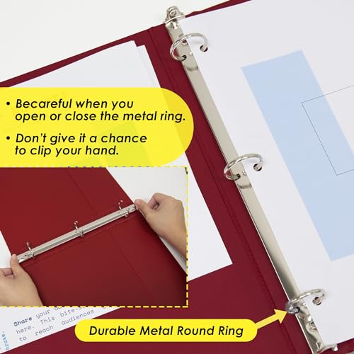 Image of BAZIC 1 /2 inch Burgundy 3-Ring View Binder w / 2-Pockets | round rings, 1 /2 in Burgundy view 3-ring binder, 2 inside pockets, holds up to 100 sheets, Durable poly cover, 2 Pockets