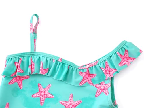 Image of Girls One Piece Swimsuits Adjustable Double Strap for Kids Palm Tree Print Toddler Bathing Suit Size 2T-10