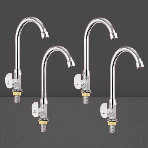 CUROVIT ZNAL7 909-4 Zinc Alloy Pack of 4 Swan Neck Pillar Tap/Pillar Cock Silver in Color Chrome Finish for Bathroom (B0CZLNTH82) Amazon Price History, Amazon Price Tracker
