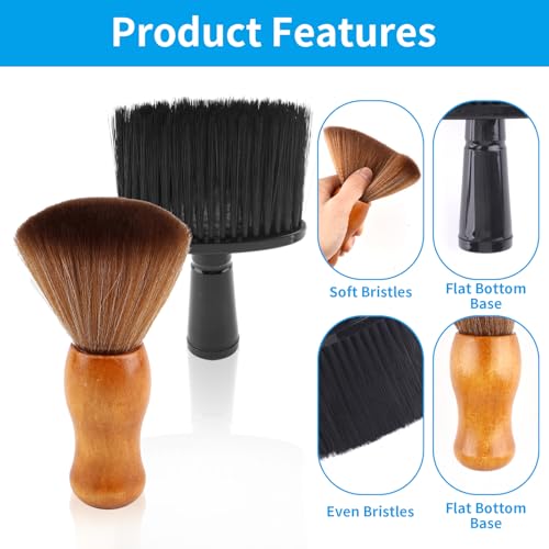 2 Stück Friseurbürste, Nackenpinsel Set, Braun Friseur Bürste, Schwarz Friseur Pinsel, Haarpinsel Barbierbürst, Soft Friseur Haarpinsel, Barber-Zubehör, für Haarreinigung usw.