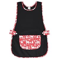 Siry Work Schürze für Kinder, Küche für Damen, Einheitsgröße, verstellbar in der Taille mit zwei Knöpfen, die es leicht zu tragen machen, Made in Italy, Art. Dahlia, Schwarz-F45, Einheitsgröße