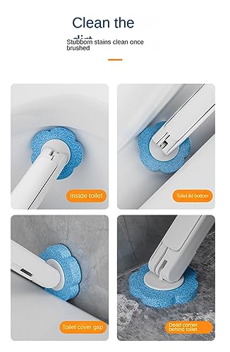Image of Wall Mounted Disposable Toilet Brush Holder Set, Small Hidden Bathroom Toilet Cleaning Wand Kit, Long Handle with 42 Spare Brush Heads (Lavender)