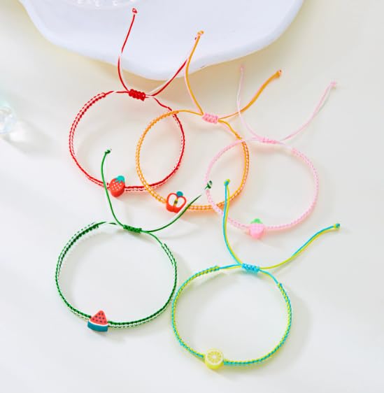 XAM Multicolor Beaded Adjustable Woven Friendship Bracelets Summer Fruit Charm Bracelets for Friends & Couples3