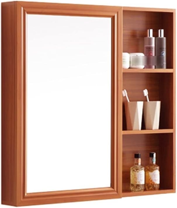Wall Mirror Bathroom Mirror Cabinet, Aluminum Mirror Box, Black Bathroom, Bathroom Mirror with Storage Cabinet,Brown-60 * 12 * 70cm