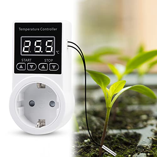 Behogan Digitaler Temperaturregler Steckdose 230V Mit Fühler – Heizen/Kühlen, Für Gewächshaus, Terrarium & Aquarium