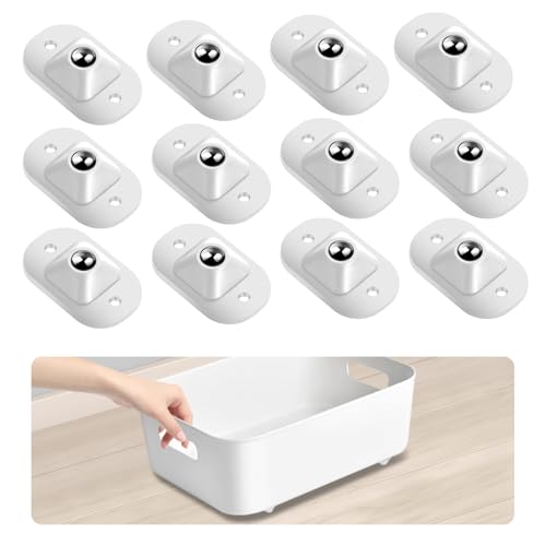 12Pcs Self Adhesive Mini Caster Wheels, Ball Transfer Bearing Unit, Heavy Duty 360° Swivel Wheels, Ball Casters, Stick On Castors for DIY Trash Can, Storage Box