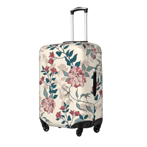 Pink Flowers Leaves Print Luggage Suitcase Cover Protector Luggage Washable Covers With Concealed Zipper2