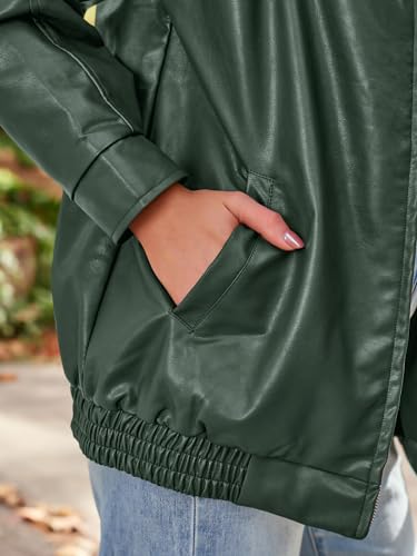 image for AUTOMET Women's Oversized Faux Leather Jacket - Fall Motorcycle Style 