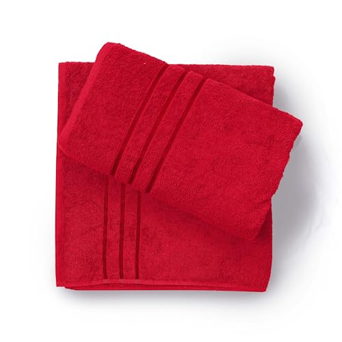 Hadi London Bath Sheets Large Bath Towels 2 Pack Egyptian Cotton Super Soft Hotel Quality Highly Absorbent Jumbo Bath Sheet Towel 75 x 140 cm (RED)