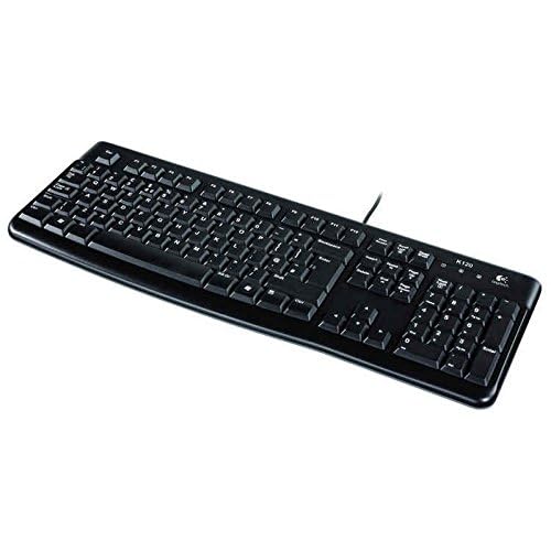 Logitech K120 Clavier sans Fil Business Windows, Plug-and-Play USB, Touches Silencieuses Ultra-Plates, Taille Standard, Etanche, Barre d’Espacement Incurvée, Clavier QWERTY Espagnol - Noir