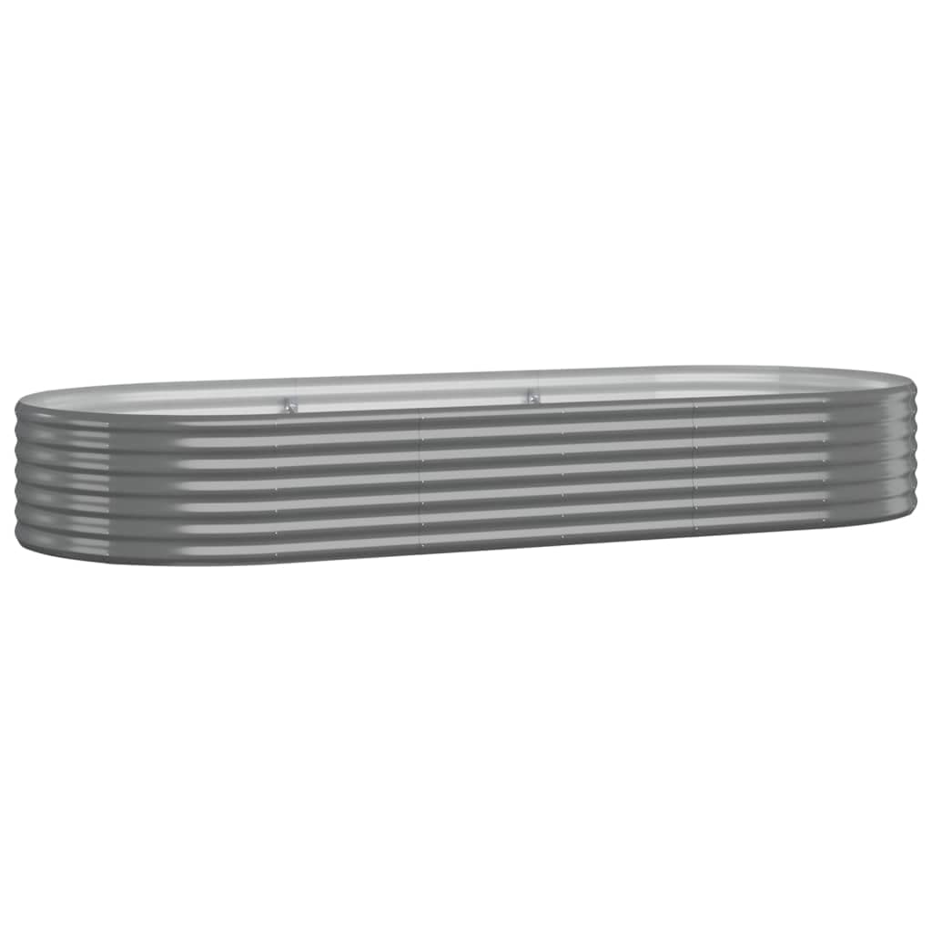 vidaXL Garden Raised Bed Flower Stand Pot Plant Tray Balcony Flower Box Plant Pot Stand Patio Planter Box Galvanised Steel 249x100x36 cm Grey