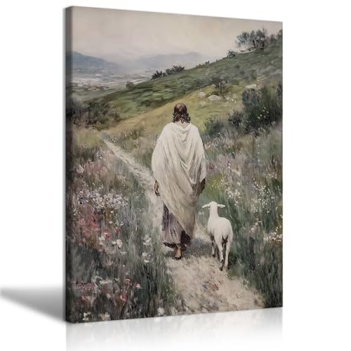 Jesus and the Lamb Canvas Wall Art Lost Lamb Wall