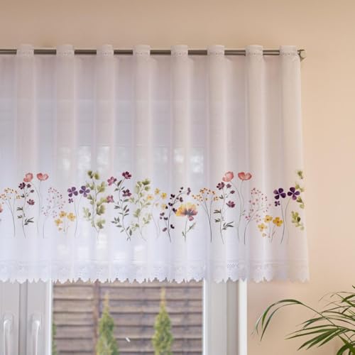 Gardinen Vorhangen Weiß Jacquard 200x70 cm (BxH) Primavera Scheibengardine...