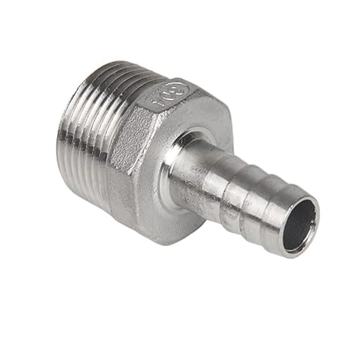 Aurorad Hose -Barb Pipe Fitting Rear Connection 6 mm to 25 mm Tools Accessories 1/8"1/2" 1/4"3/4" Stainless Steel SS304 (Color : Tube 8mm, Size : 3/8")