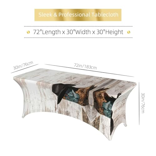 Nappe extensible élasthanne 1,8 m pour table pliante buffet thème cowboy
