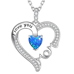 B October Birthstone Blue Opal Necklace