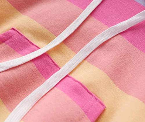 Kids Baby Girl Rainbow Color Matching Hooded Sweatshirt Tops Casual Hoodie With Pocket Fall Winter (Rainbow, 2-3T) #TOP4