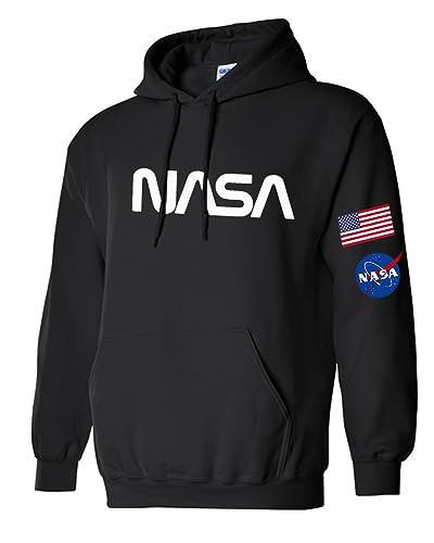 Adult nasa sweatshirt hoodie with flag and nasa logo gift for space  enthusiast nasa gift