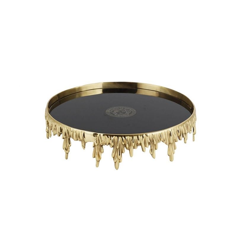 Plateau de rangement de luxe rétro rond au design européen pour salon et cuisine