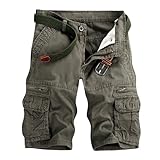 VATINNT Mens Cargo Shorts Cotton Combat Casual Work Shorts with Zipper Pockets No Belt K038 Light Army 36