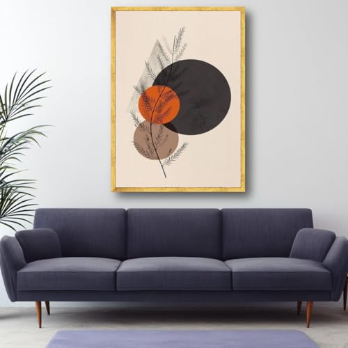 Toile abstraite botanique moderne XINBAO art géométrique circulaire de 70x100 cm sans cadre