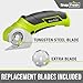 SnapFresh Cordless Electric Scissors, 4V Electric Mini Box Cutter, Carpet & Cardboard Cutter Tool with a Replacement Blade/Charger, Rotary Cutter for Cardboard Packages Leather Plastic （Green）