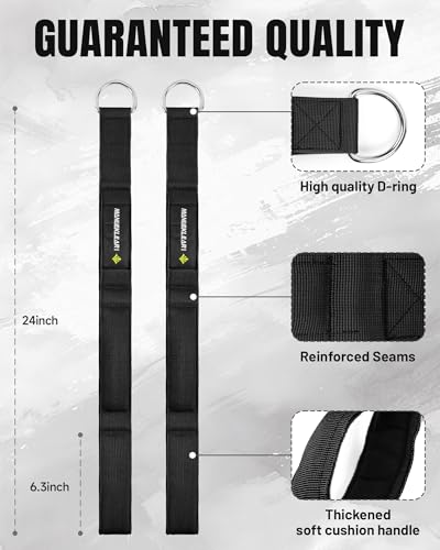 Image of MANUEKLEAR 24-Inch 3-Grip Tricep Rope Cable Attachment for Gym Greater ROM