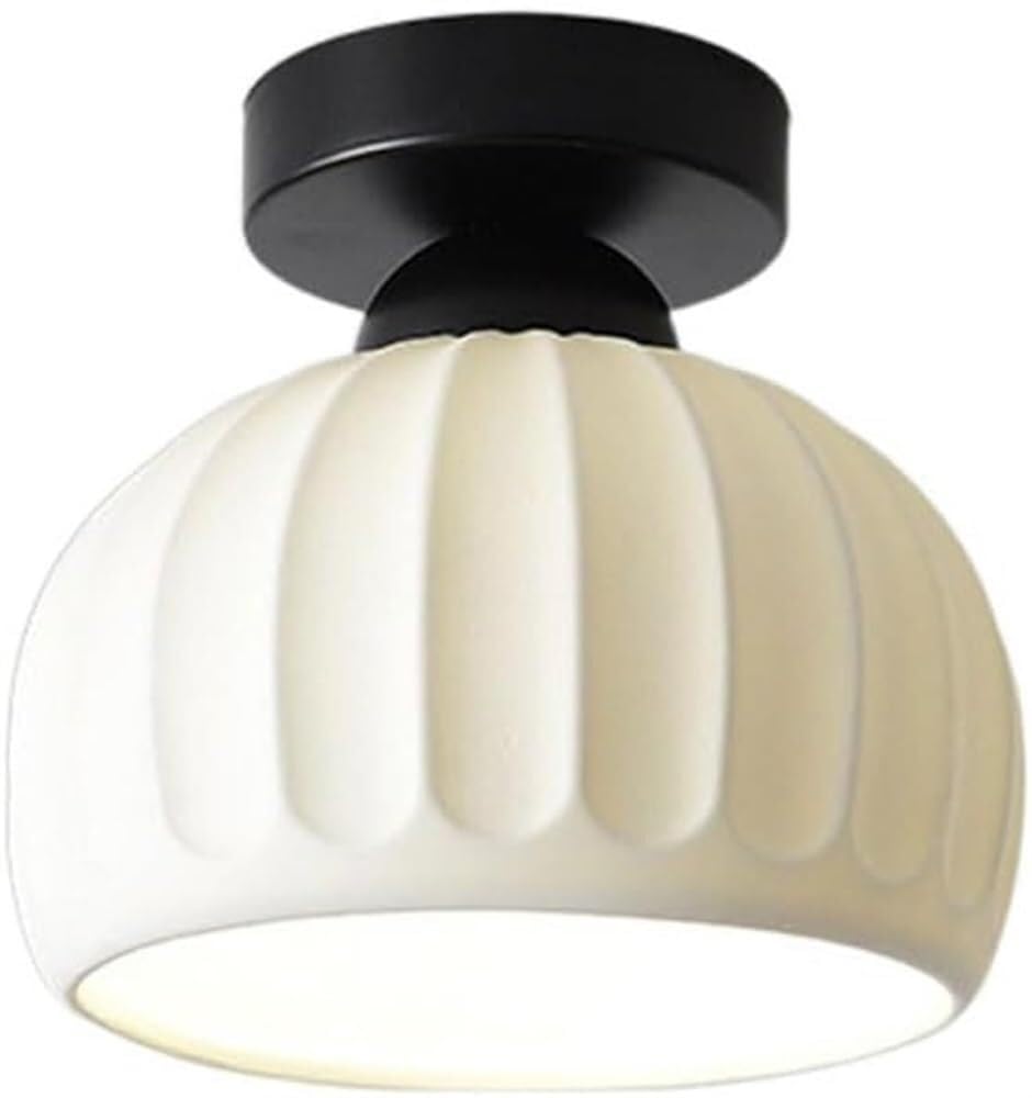 LYMSXAZOU Ceramic Lamp Shade Ceiling Semi Circular Sceiling Light Fixture Wrought Iron Lighting Fixtures Nordic Style Suitable for Bathroom Office Hotel Lights(K)
