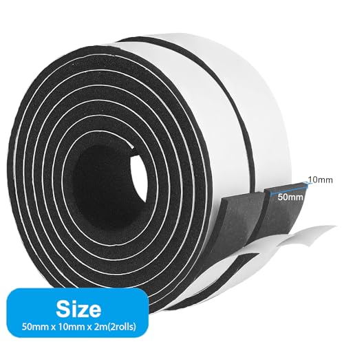 Miniatura 2 de Sdldeer Cinta De Espuma, Tira De Espuma Autoadhesiva 50mm An X 10mm Gr X 2m L Burlete Sellador De Puerta, Burlete Excluyente De Corrientes Para Ventanas Y Puertas, Anticolisión, Resistente A La