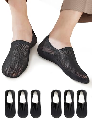 Image of Ultra Thin No Show Socks Men - 6Pairs Breathable Mesh Ankle Socks, Anti-Slip & Invisible for Running & Office