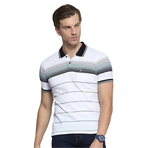 Image of Monte Carlo Men's Regular Fit Polo T-Shirt | Half Sleeve | Striped Collared Tee | Casual Everyday Wear | Stylish & Comfortable Tshirt for Men