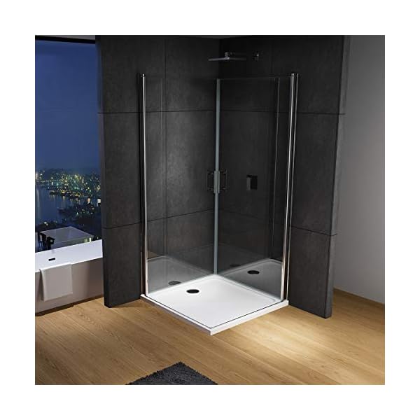 IMPTS Duschkabine Duschtür 90 x 90 x 195 cm Doppelt Schwingtüre Doppeltür Glas Dusche für Eckeinstieg aus 6mm ESG NANO Glas,OHNE Duschwanne – Bild 4
