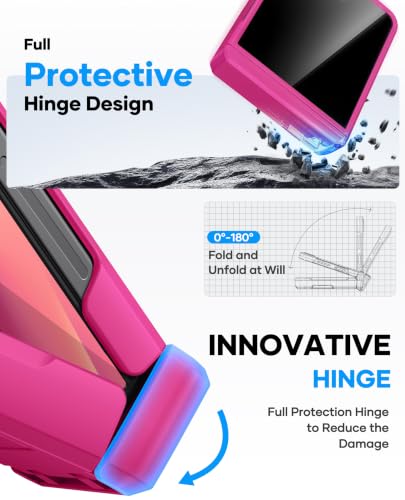 Image of ASAFCASE for Galaxy Flip 7 Case Wallet with Privacy Screen, Hot Pink | Card Holder (2-3 Cards), Hinge Protection, Military Drop Protection, Heavy Duty Protective Phone Cover for Samsung ZFlip 7