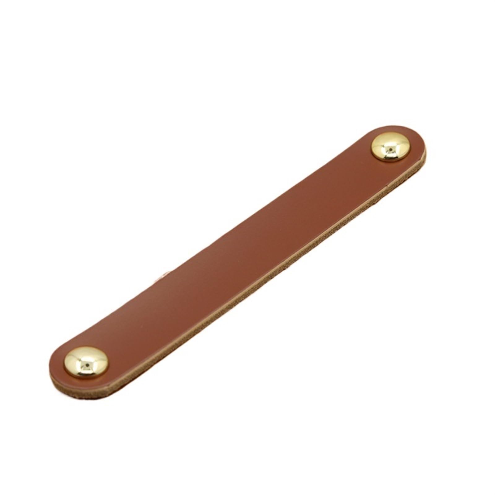 CQAHDSEVF Leather Drawer Pulls, Leather Drawer Pull Handles Multicolor 96/128mm for Cabinet Wardrobe(Brown-gold-128mm)