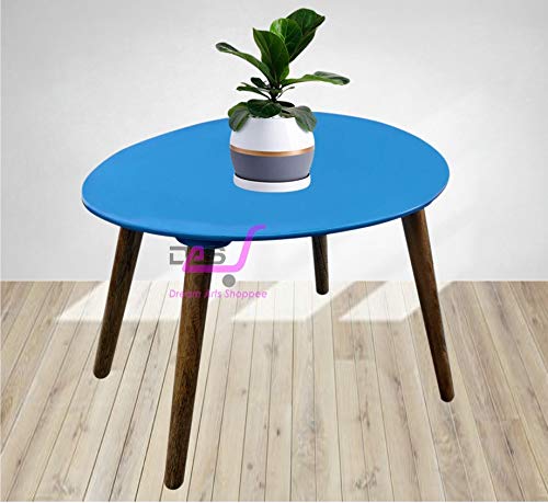 Image of Shoppee Foldable Oval Shaped Bed Side Table for Coffee Tea & Living Room Beauty Full Table (Medium, Blue)