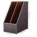 KINGFOM Wooden Leatherette Desktop File Folder Organizer and Document File Stand Journals Magazine Rack 2 Slots (brown)