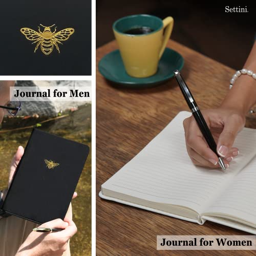 Settini Journals For Writing - Black Bee Journal - Writing Journal For Women Or Men - Bee Notebook - Faux Leather, Elastic, Bookmark, Lay Flat - Great Gift For Women Or Men #TOP7