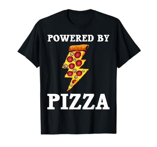 Funny Powered By Pizza Gift Kids Men Women Cool Pizza Lover T-Shirt Small