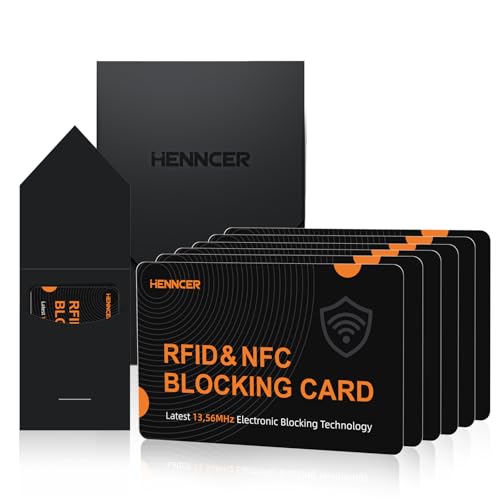 RFID Blocking Card, NFC Debit Credit Card Passport Protector, Entire Wallet Protection Blocker Set for Men & Women, Smart Slim Design Perfectly fits in Wallet and Purse (Blackorange, 6) (6)2
