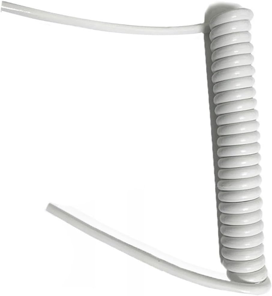 Retractable Spring Coiled Extension Cord ， 2Pcs 3 Cores 15AWG Telescopic Spiral Cable Length 0.5 Meters Spring Power Cord Pure Copper Wire Extension(White)