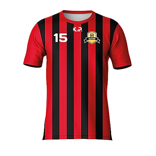 KALLPA Sport Equipación Deportiva de fútbol Personalizada. Niños y Adultos. 100% sublimación. Solo Camiseta. Personaliza con tu Nombre, Escudo, número y Sponsor. (Rojo, Solo Camiseta)