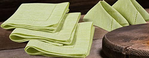 Linen Cocktain Napkins With Hemstitched 10X10 Inch Lime Green, Wedding Napkins, Cocktails Napkins, Fabric Napkins, Cotton Napkins Mitered Corners,100% Pure Linen Napkin Set Of 12 #TOP2
