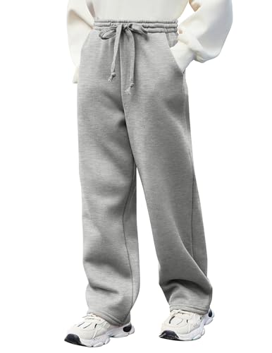 Arshiner Boys Casual Pants Fleece Sweatpants Lightweight Open Bottom Lounge Pants Drawstring Jogger Pants with Pockets