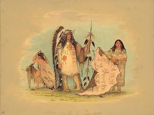 Affiche Toile George Catlin Mandan Chef de Guerre Portrait Amérindien Impression d'Art 60x90cm