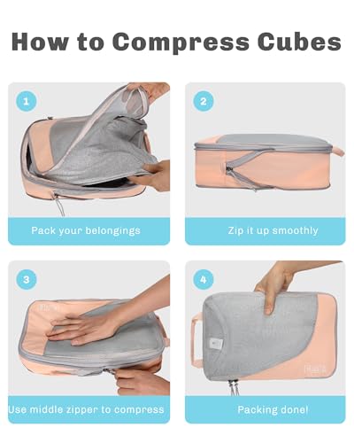 Image of 4 Set Compression Packing Cubes for Suitcases,Luggage,Travel Bag Organizer