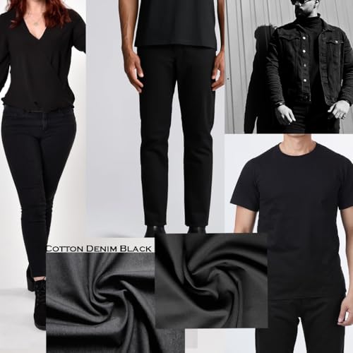 5-Yard 8 oz Black Denim Fabric for Sewing, Crafting|Stretch Denim Fabric |Denim Fabric by The Yard |Jean Material|Denim Material|Black Jean Fabric 5 Yard precut (60''x108'')