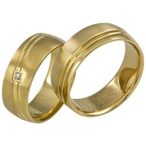 Jewellery Depot Wedding Rings Partner Rings Engagement Rings Stainless Steel 2 Microm Gold Plated with Zirconia + Engraving Proposal Rings Wedding Rings