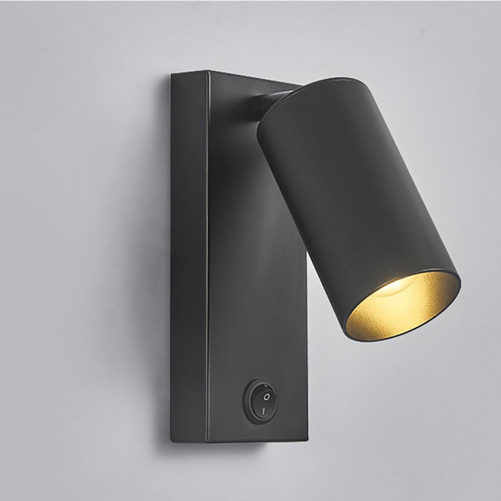 SXSCARKX Hotel Bed Side Decorative Wall Sconces Spotlight Adjustable 180° Headboard Sconce Bedside Reading Light Recessed Push Switch Lamps E27 Lamp Socket