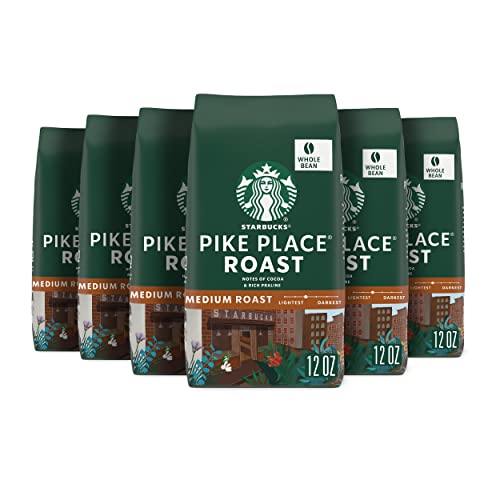 pike roast coffee - Starbucks Whole Bean Coffee—Medium Roast Coffee—Pike Place Roast—100% Arabica—6 bags (12 oz each)